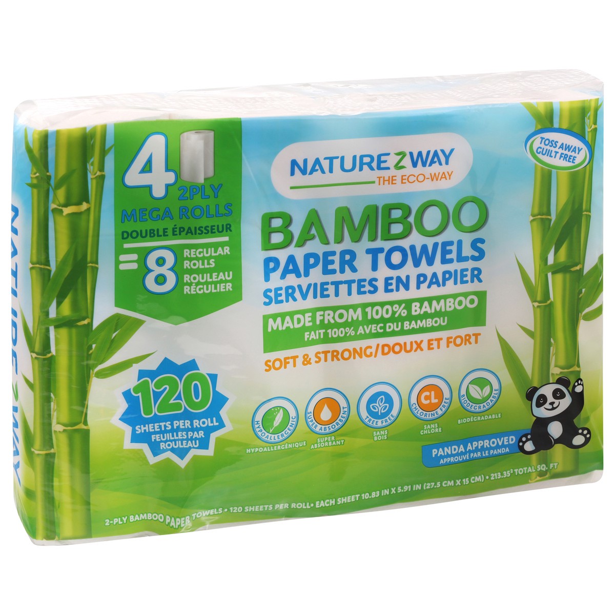 slide 2 of 12, Naturezway Paper Towels, Bamboo, Mega Roll, 2-Ply, 4 ct