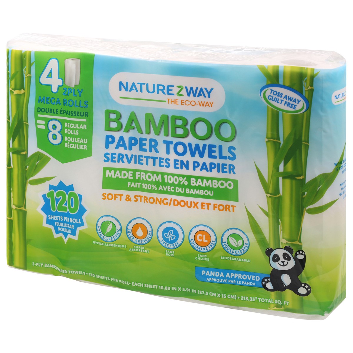 slide 7 of 12, Naturezway Paper Towels, Bamboo, Mega Roll, 2-Ply, 4 ct