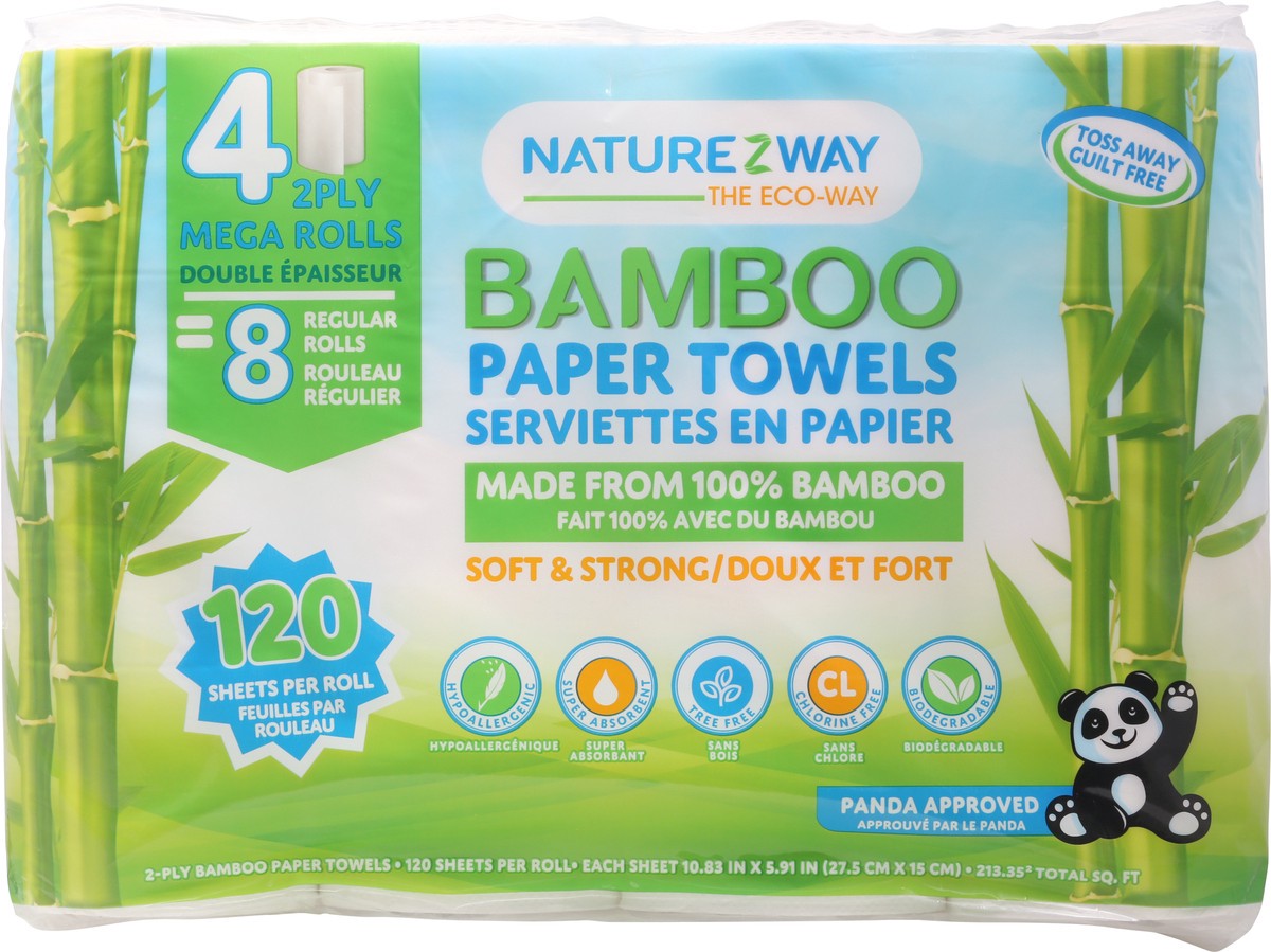 slide 12 of 12, Naturezway Paper Towels, Bamboo, Mega Roll, 2-Ply, 4 ct