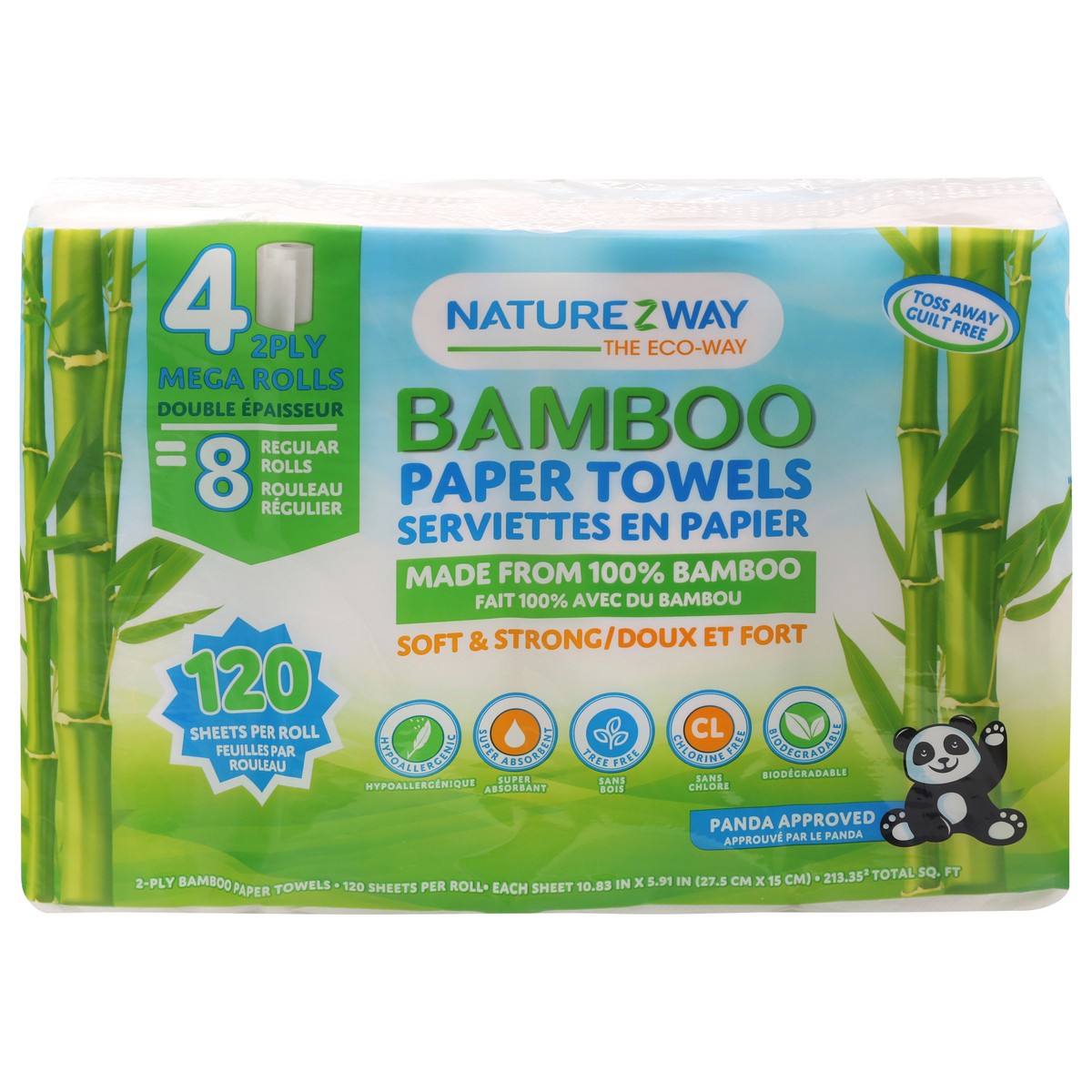 slide 11 of 12, Naturezway Paper Towels, Bamboo, Mega Roll, 2-Ply, 4 ct