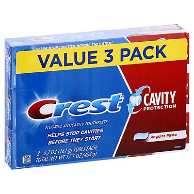 slide 1 of 1, Crest Cavity Protection Toothpaste, Regular Paste, 3 ct