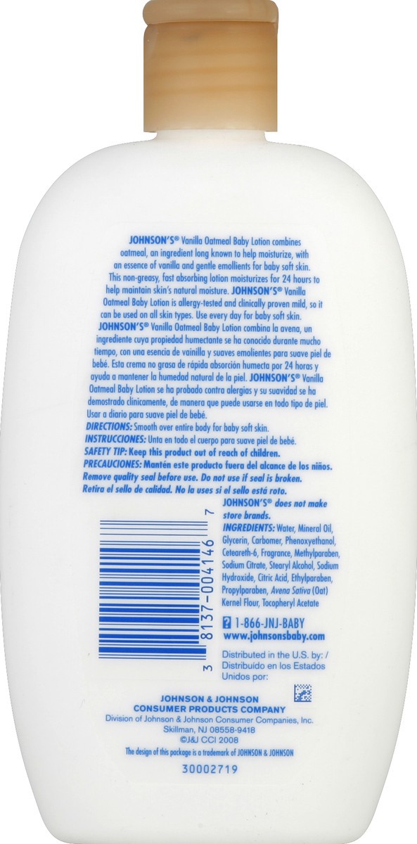 slide 3 of 3, Johnson's Baby Lotion, Vanilla Oatmeal, 15 oz