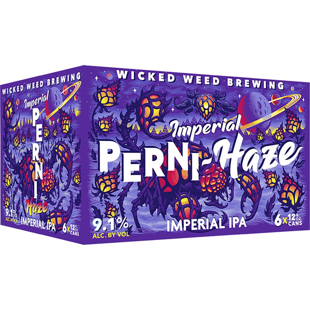 slide 1 of 1, Wicked Weed Imperial Perni-Haze IPA Craft Beer, 6 Pack 12 fl oz Cans, 72 fl oz