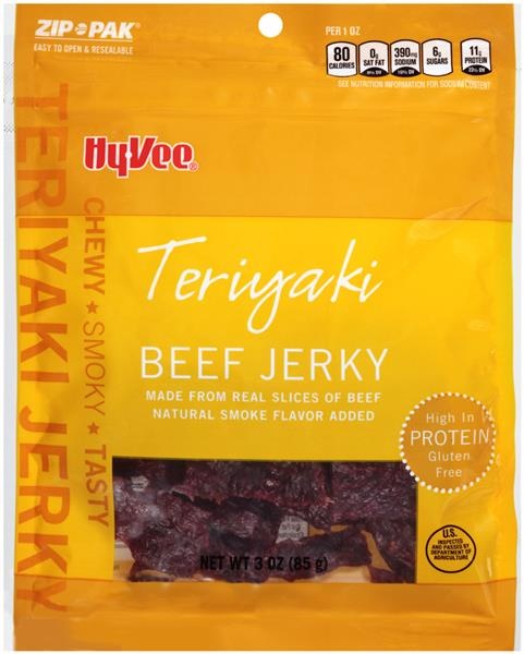 slide 1 of 1, Hy-vee Teriyaki Beef Jerky, 3 oz