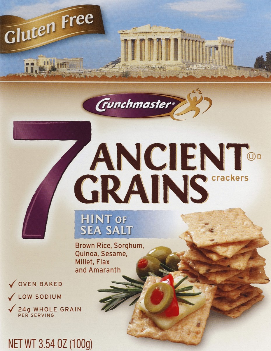 slide 2 of 4, Crunchmaster Gluten Free Hint of Sea Salt 7 Ancient Grains Crackers, 3.54 oz