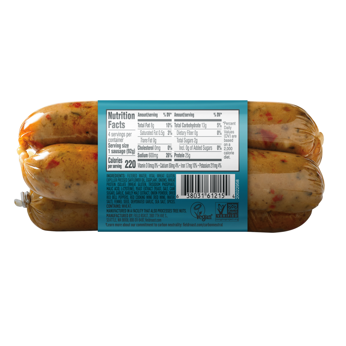 slide 2 of 2, Field Roast Sausages, Plant-Based, Italian Garlic & Fennel, 1 ct