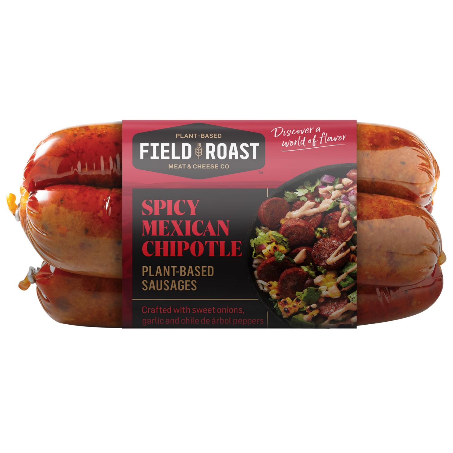 slide 1 of 2, Field Roast Sausages, Plant-Based, Spicy Mexican Chipotle, 1 ct