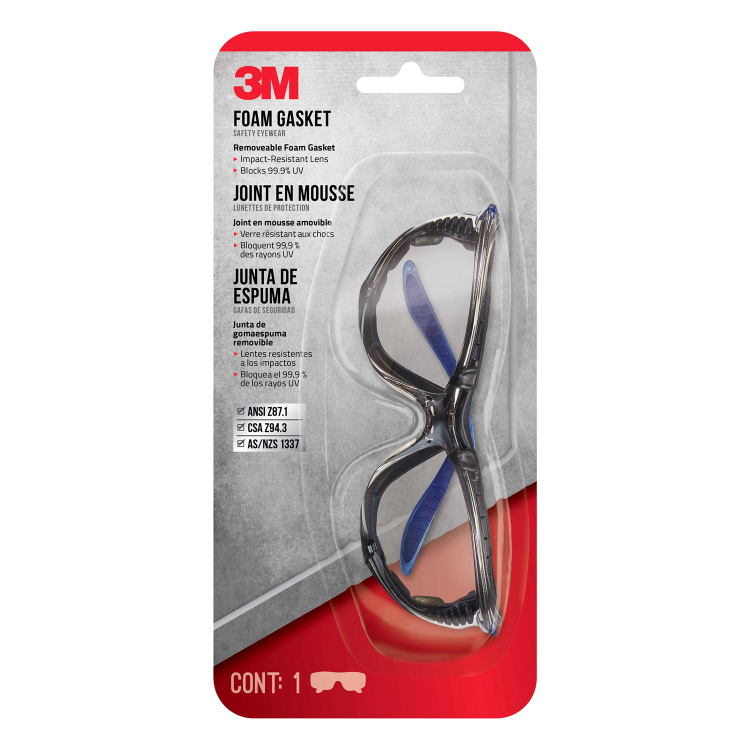 slide 1 of 2, 3M Performance Gasket Eyewear 47200, 1 ct