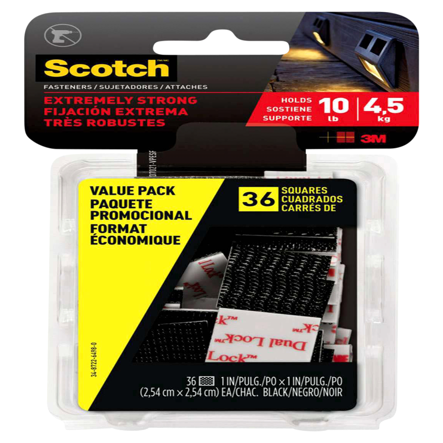 slide 1 of 5, 3M Scotch Extreme Mounting Squares Value Pack, Black, 1 in x 1 in, 36 Squares/Pack, 1 ct