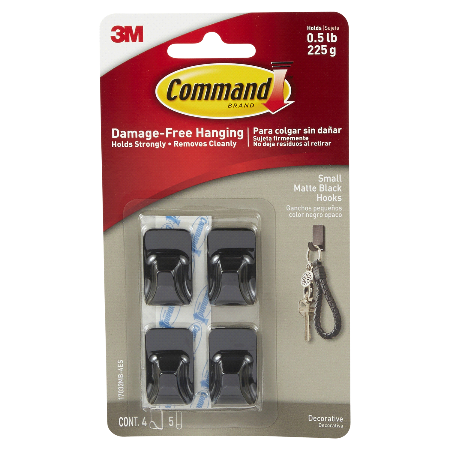 slide 1 of 1, Command Small Metal Hooks, Matte Black, 4 ct