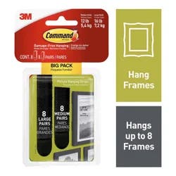 Command Medium & Large Black Picture Hanging Strips Big Pack, Hang a Gallery Wall Damage-Free, 8 Pairs of Medium, 8 Pairs of Large