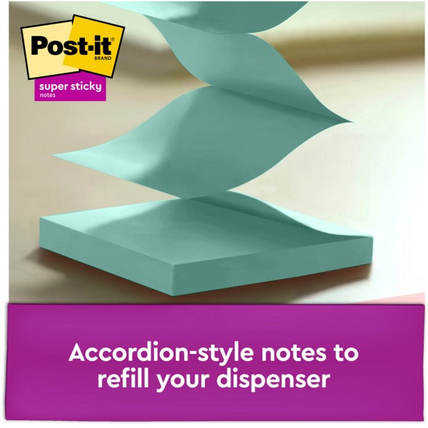 slide 6 of 10, Post-it Super Sticky Dispenser Pop-Up Notes, 3" X 3", Wanderlust Pastels Collection, 90 Sheets Per Pad, Pack Of 10 Pads, 10 ct