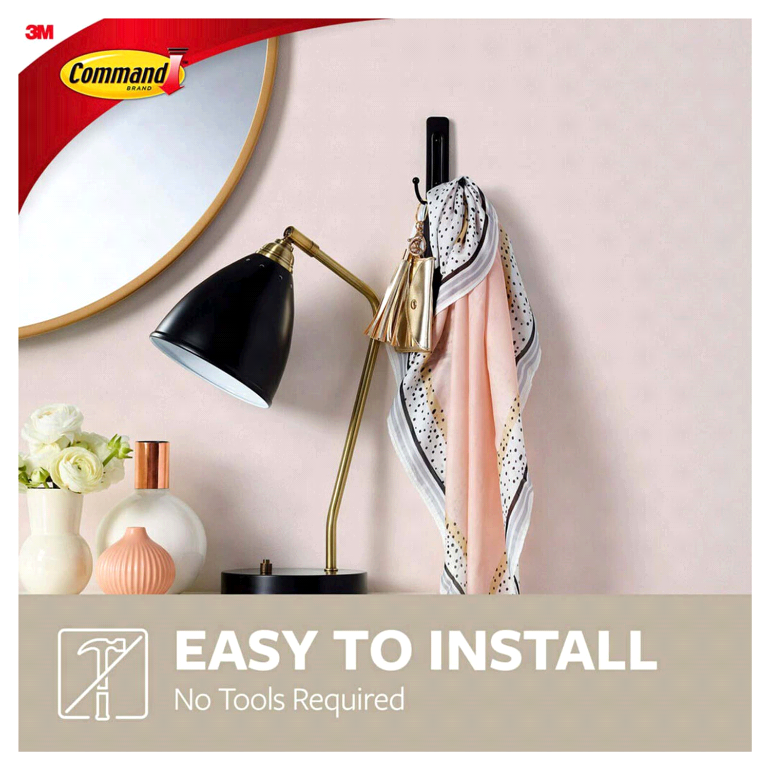 slide 4 of 5, Command Large and Small Decorative Hooks Matte Black, 3 ct