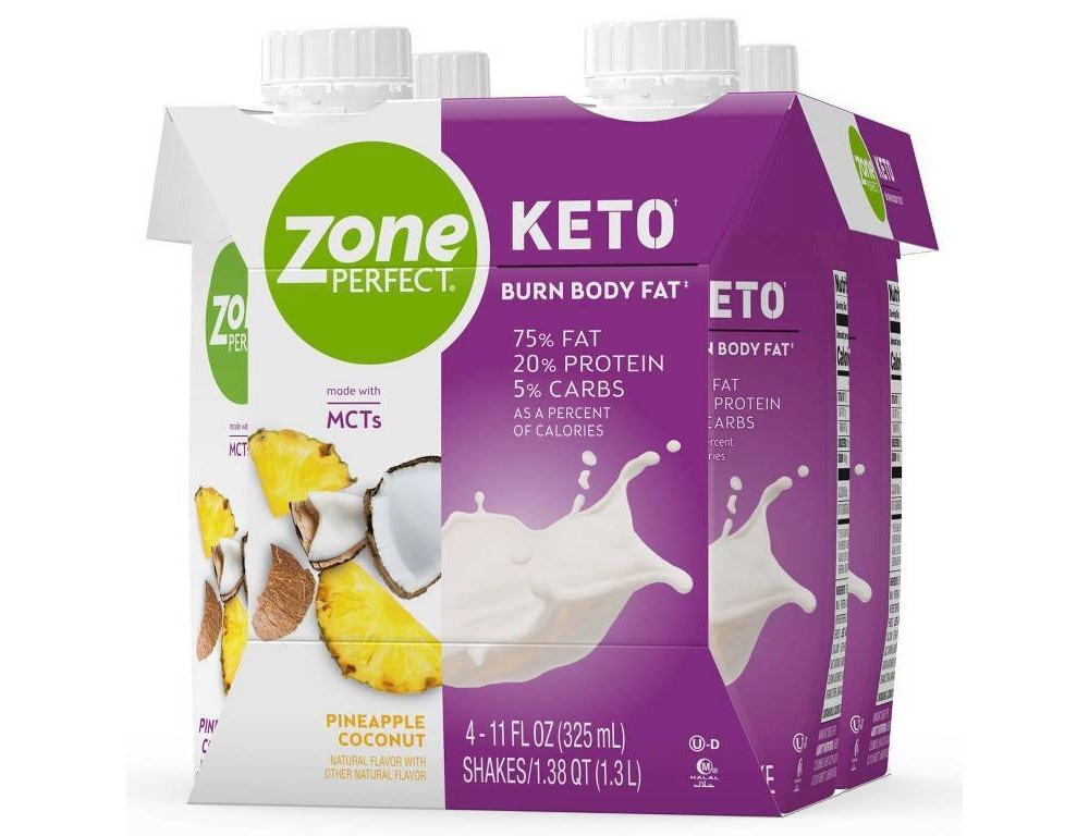 slide 3 of 5, Zone Perfect Keto Pineapple Coconut Shake, 4 ct; 11 fl oz