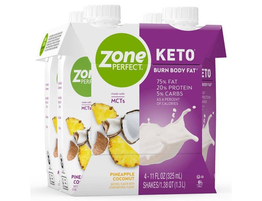 slide 4 of 5, Zone Perfect Keto Pineapple Coconut Shake, 4 ct; 11 fl oz