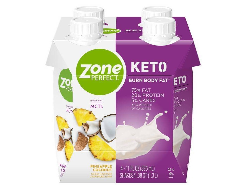 slide 5 of 5, Zone Perfect Keto Pineapple Coconut Shake, 4 ct; 11 fl oz