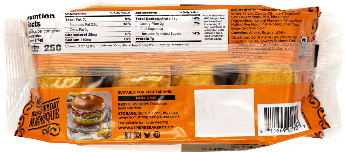 slide 3 of 7, St Pierre Set Pierre Brioche Bagels Sliced, 10.6 oz
