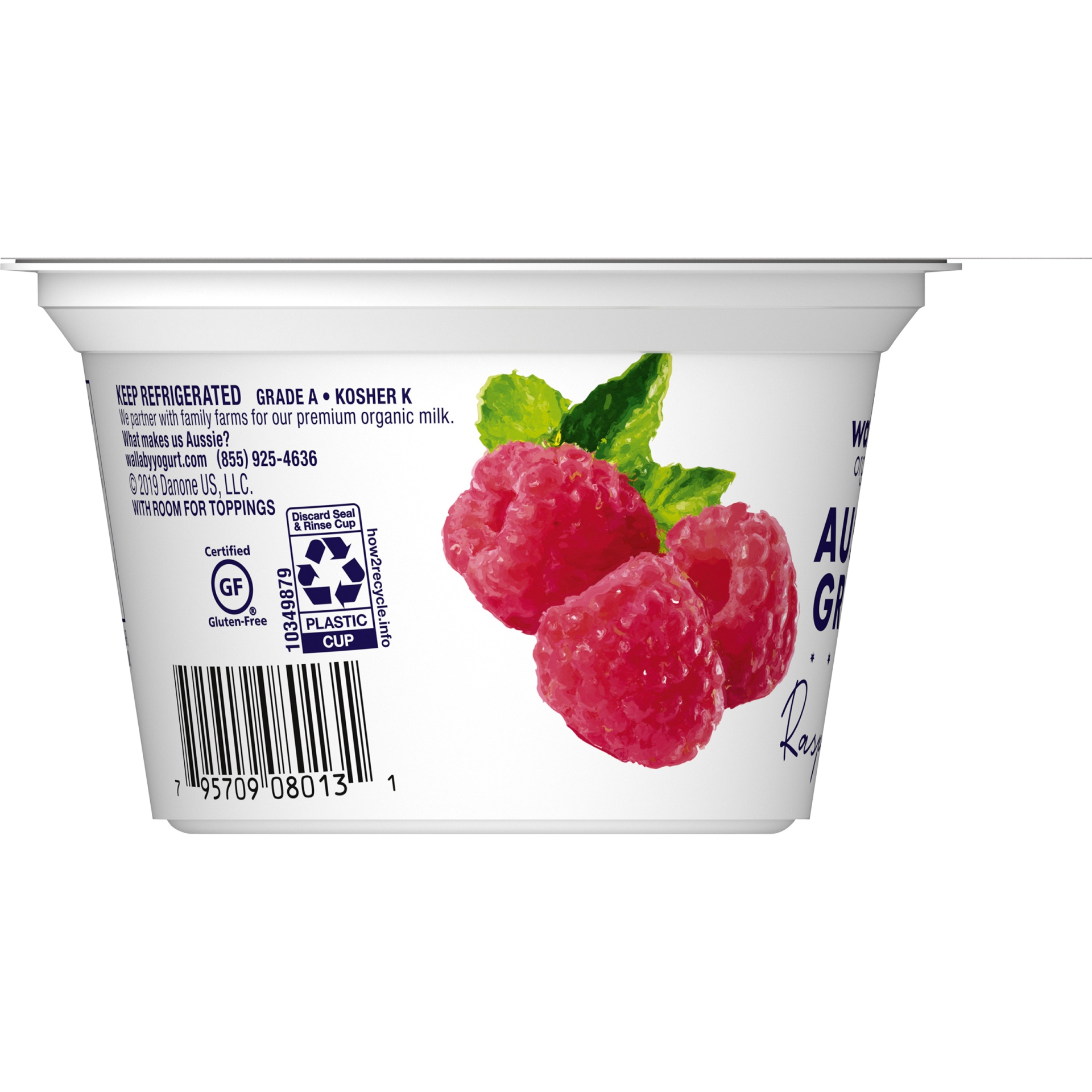 slide 2 of 5, Wallaby Organic Whole Milk Blended Raspberry Yogurt, 5.3 oz