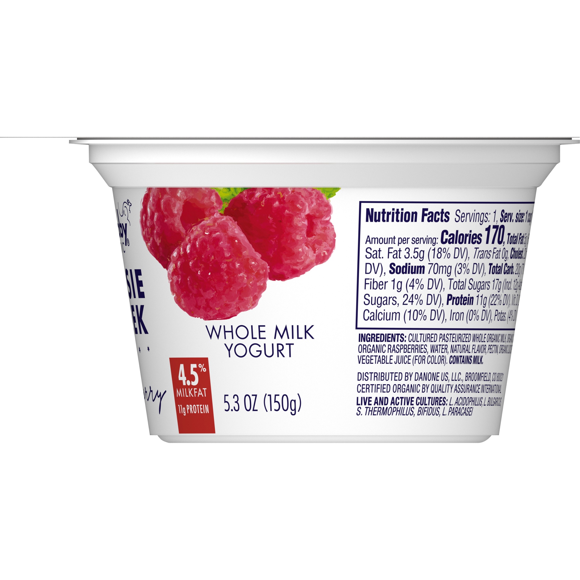 slide 3 of 5, Wallaby Organic Whole Milk Blended Raspberry Yogurt, 5.3 oz