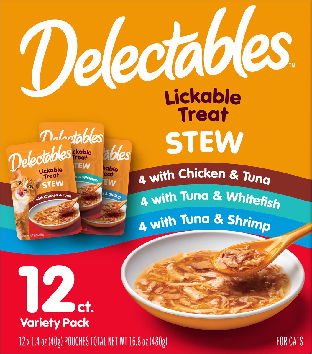 slide 3 of 3, Delectables Hartz Delectables Stew Lickable Cat Treats Variety Pack, 12ct, 12 ct