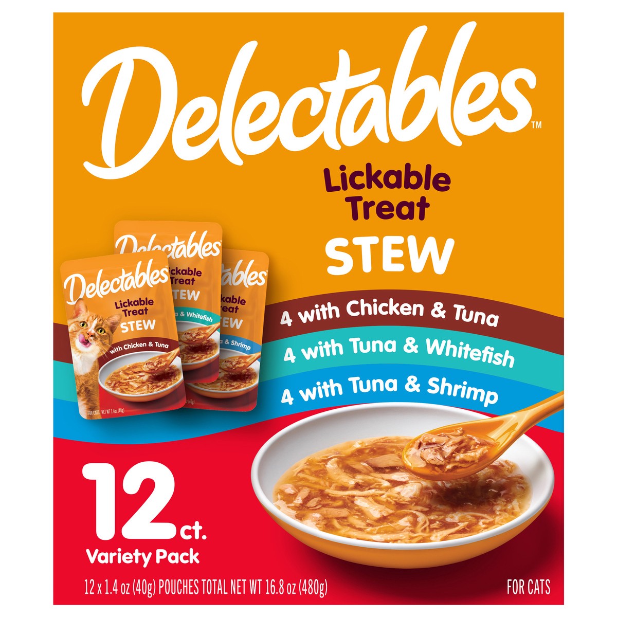 slide 1 of 3, Delectables Hartz Delectables Stew Lickable Cat Treats Variety Pack, 12ct, 12 ct