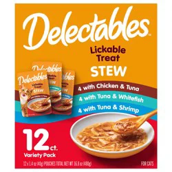 Hartz Delectables Stew Lickable Cat Treats Variety Pack, 12ct