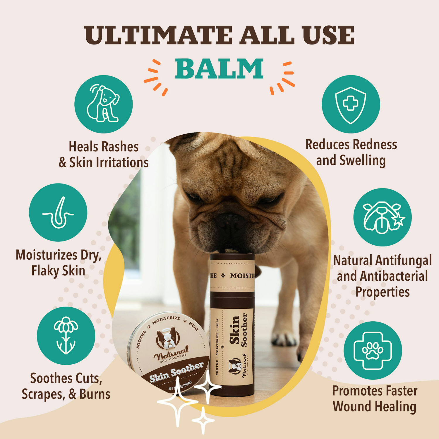slide 6 of 7, Natural Dog Company Skin Soother Balm Stick for Dogs, 2 oz., 2 oz