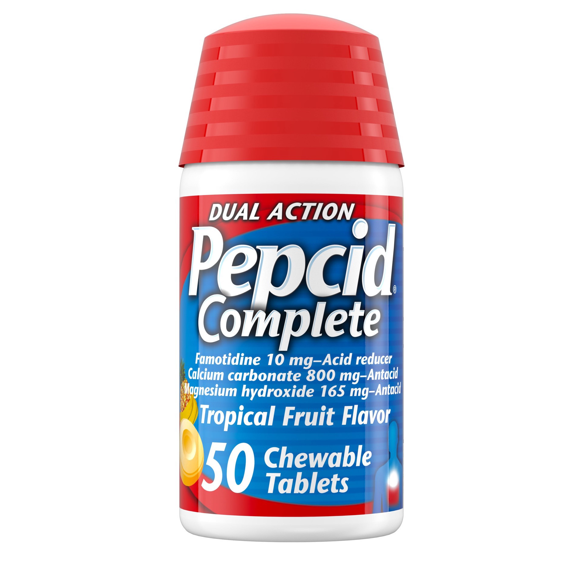 slide 1 of 10, Pepcid Complete Tablets Tropical, 50 ct