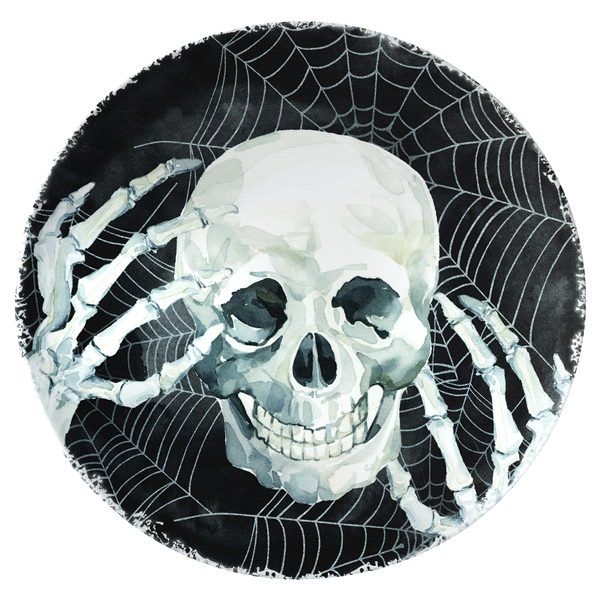 slide 1 of 1, Halloween Dinner Plate Skull with Skeleton Hands 10.5, 1 ct