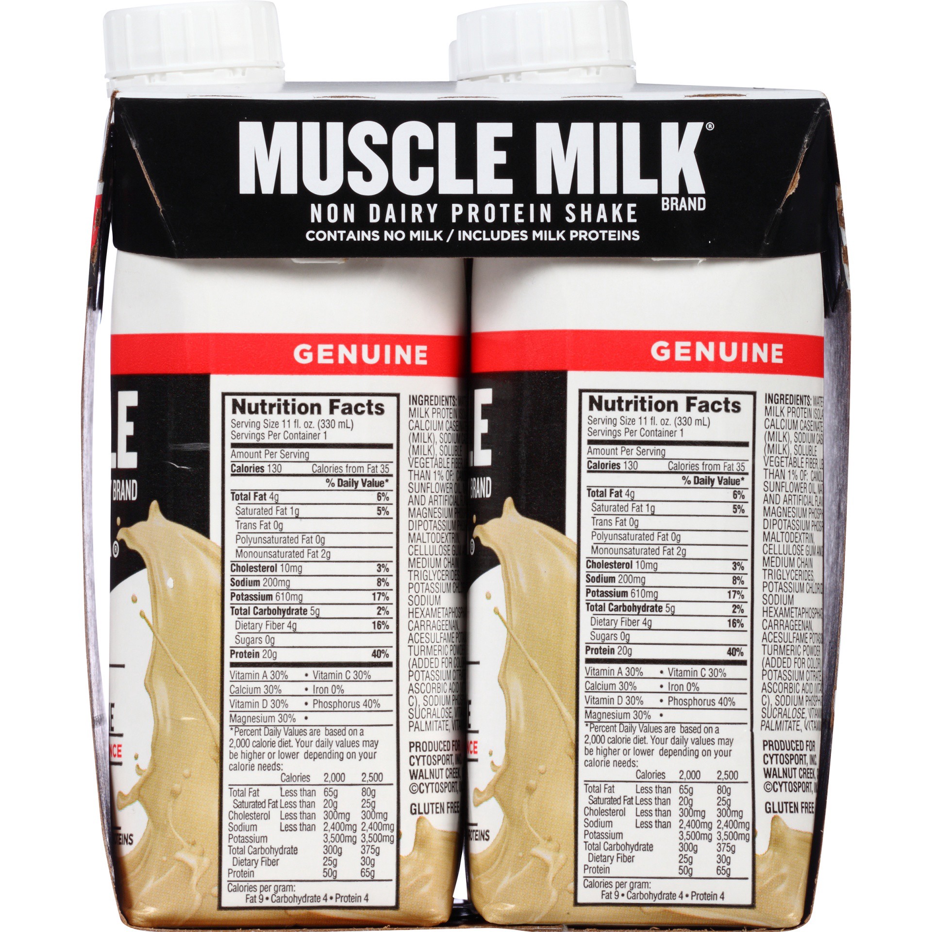 slide 5 of 8, Muscle Milk Genuine Non Dairy Protein Shake Banana Creme 11 Fl Oz 4 Count, 4 ct; 11 oz