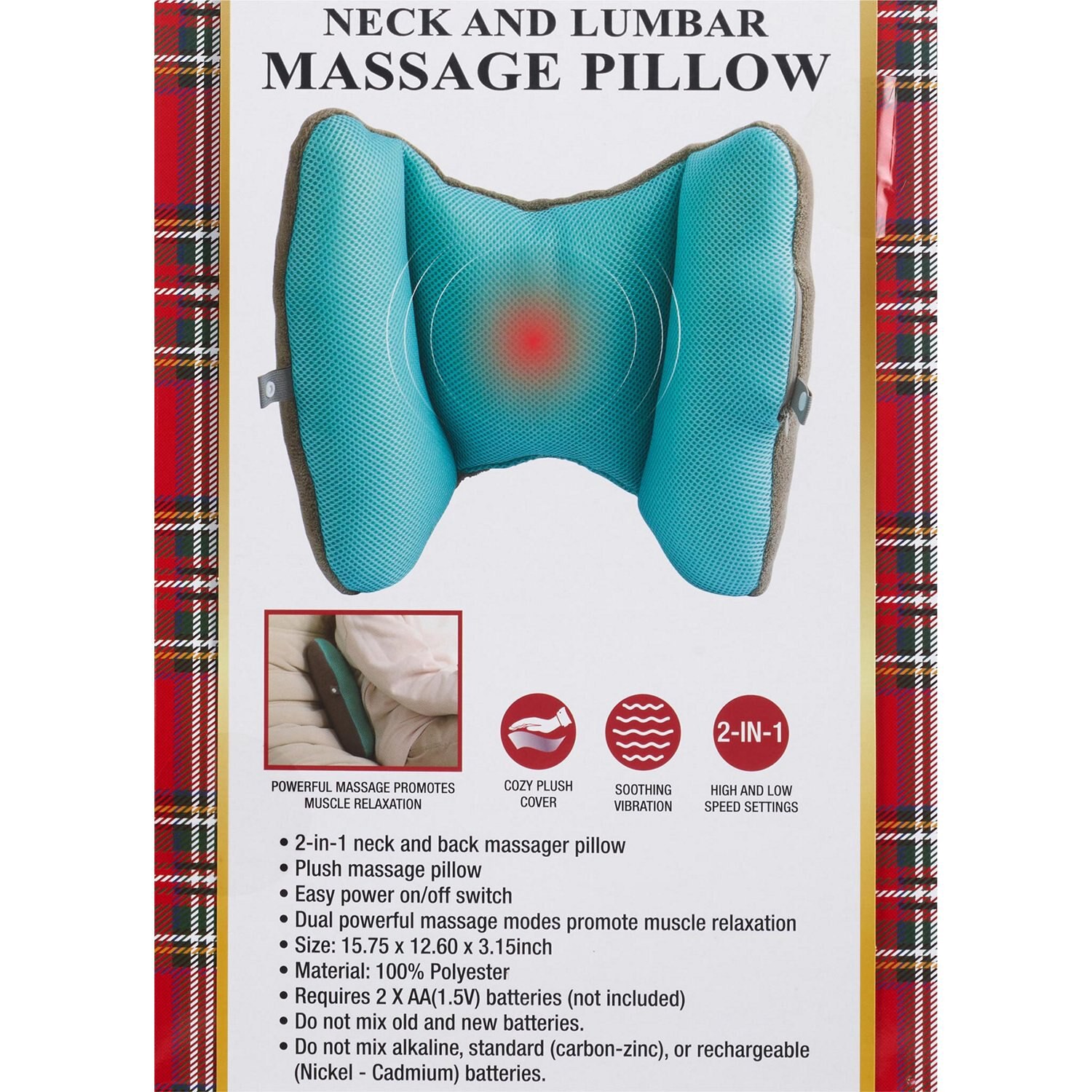 slide 2 of 2, SAMSONICO Neck And Lumbar Massage Pillow, 1 ct