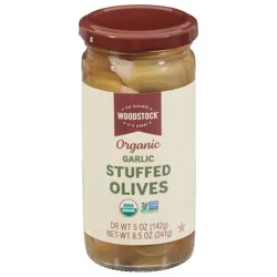 Woodstock Organic Garlic Stuffed Olives 8.5 oz