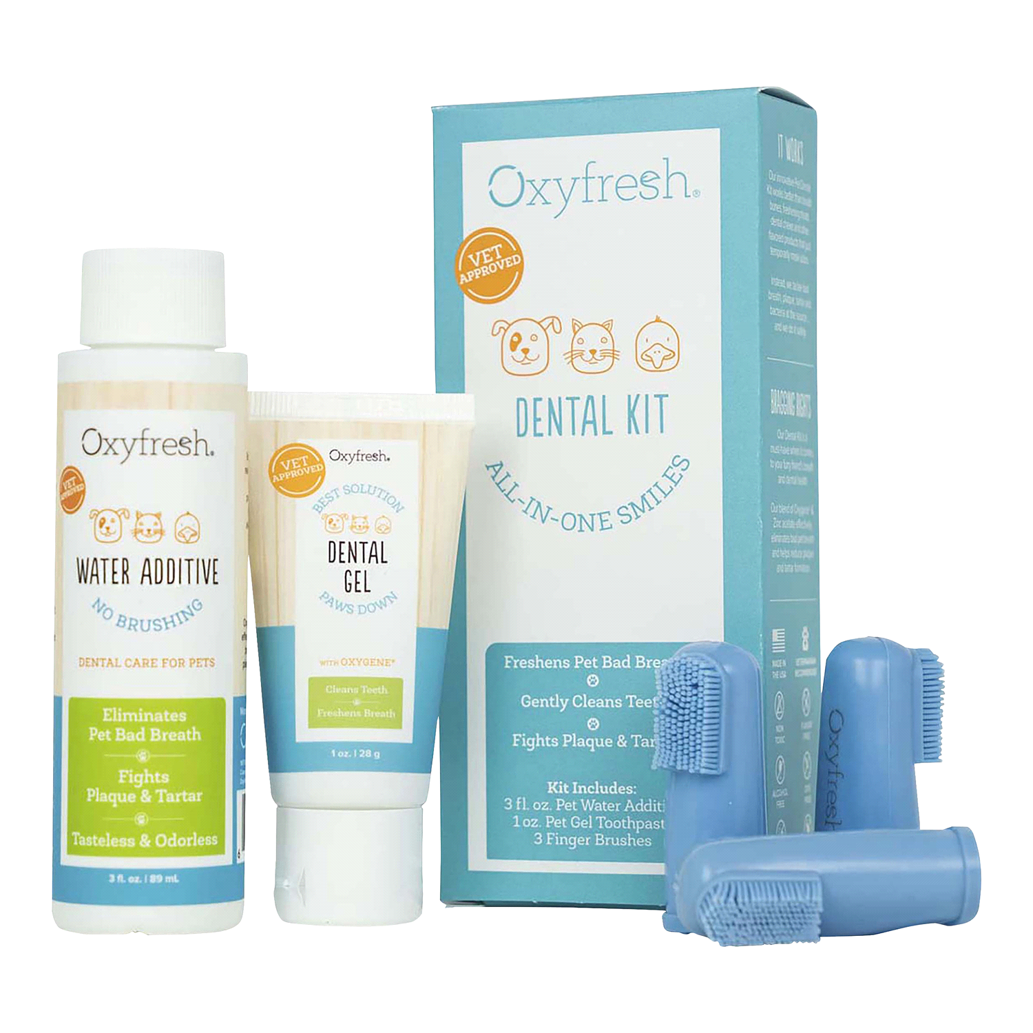 slide 1 of 3, Oxyfresh Pet Dental Kit, 3 Brushes, 1 ct
