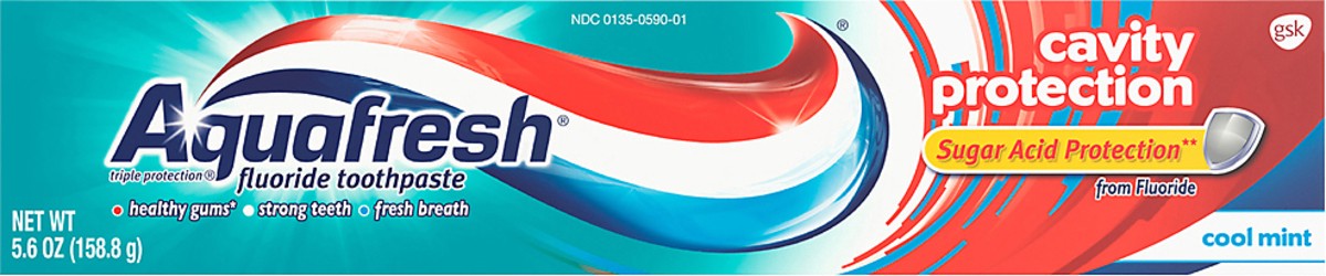 slide 10 of 10, Aquafresh Cavity Protection Fluoride Toothpaste, Cool Mint, 5.6 ounce, 5.6 oz