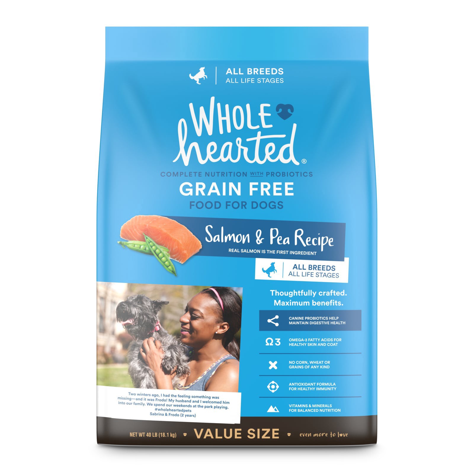 slide 1 of 6, Whole Hearted Grain Free All Breeds All Life Stages Salmon & Pea Recipe Food for Dogs Value Size 40 lb, 40 lb