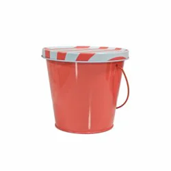 Everyday Living Stripe Metal Bucket Citronella Candle - Coral