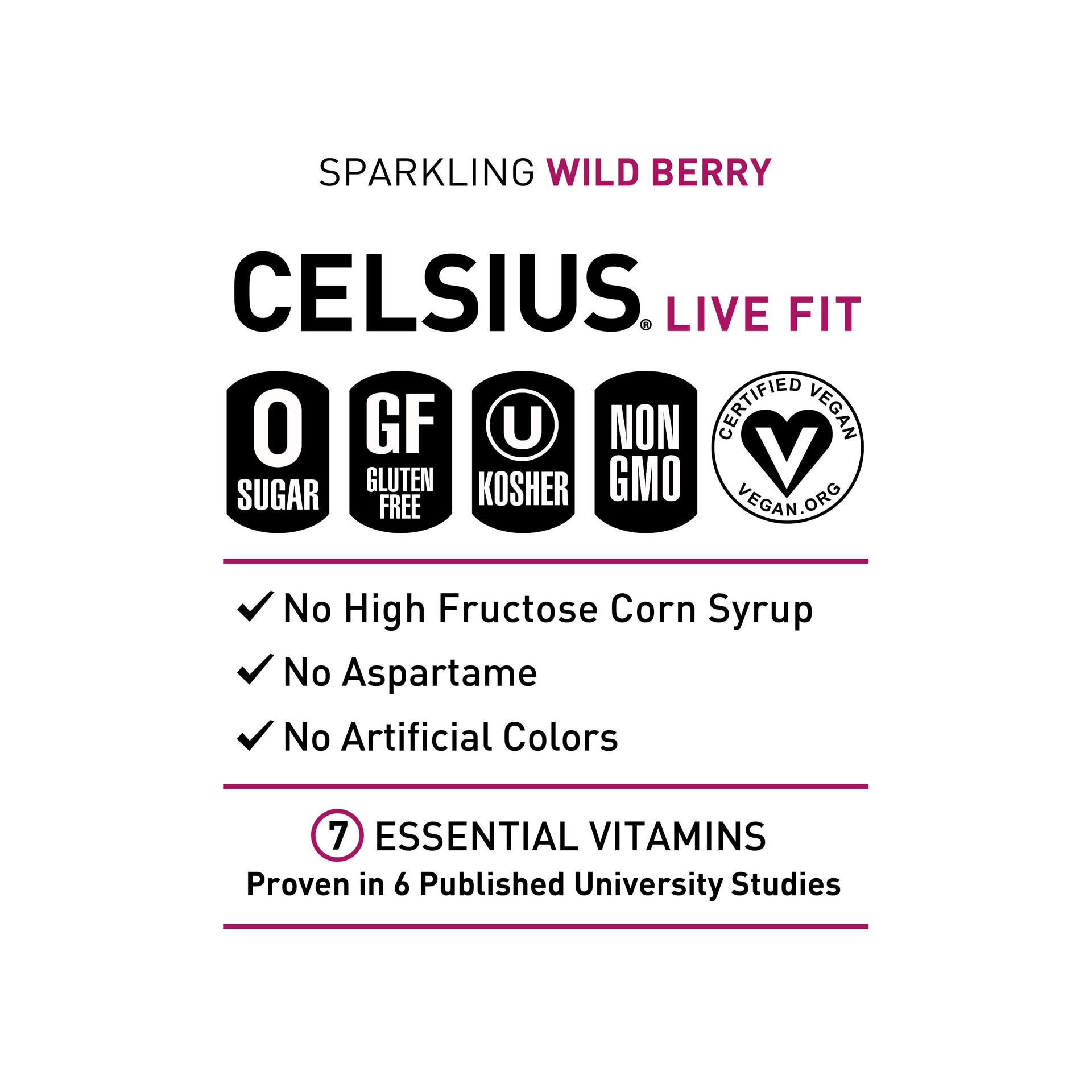 slide 3 of 4, CELSIUS Sparkling Wild Berry, Functional Essential Energy Drink 12 Fl Oz (Pack of 4), 4 ct; 12 fl oz