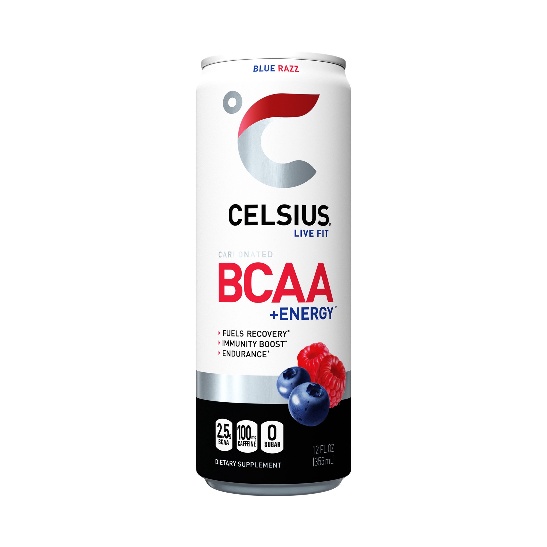 CELSIUS BCAA Sparkling Blue Razz, Functional, Essential Energy Drink 12