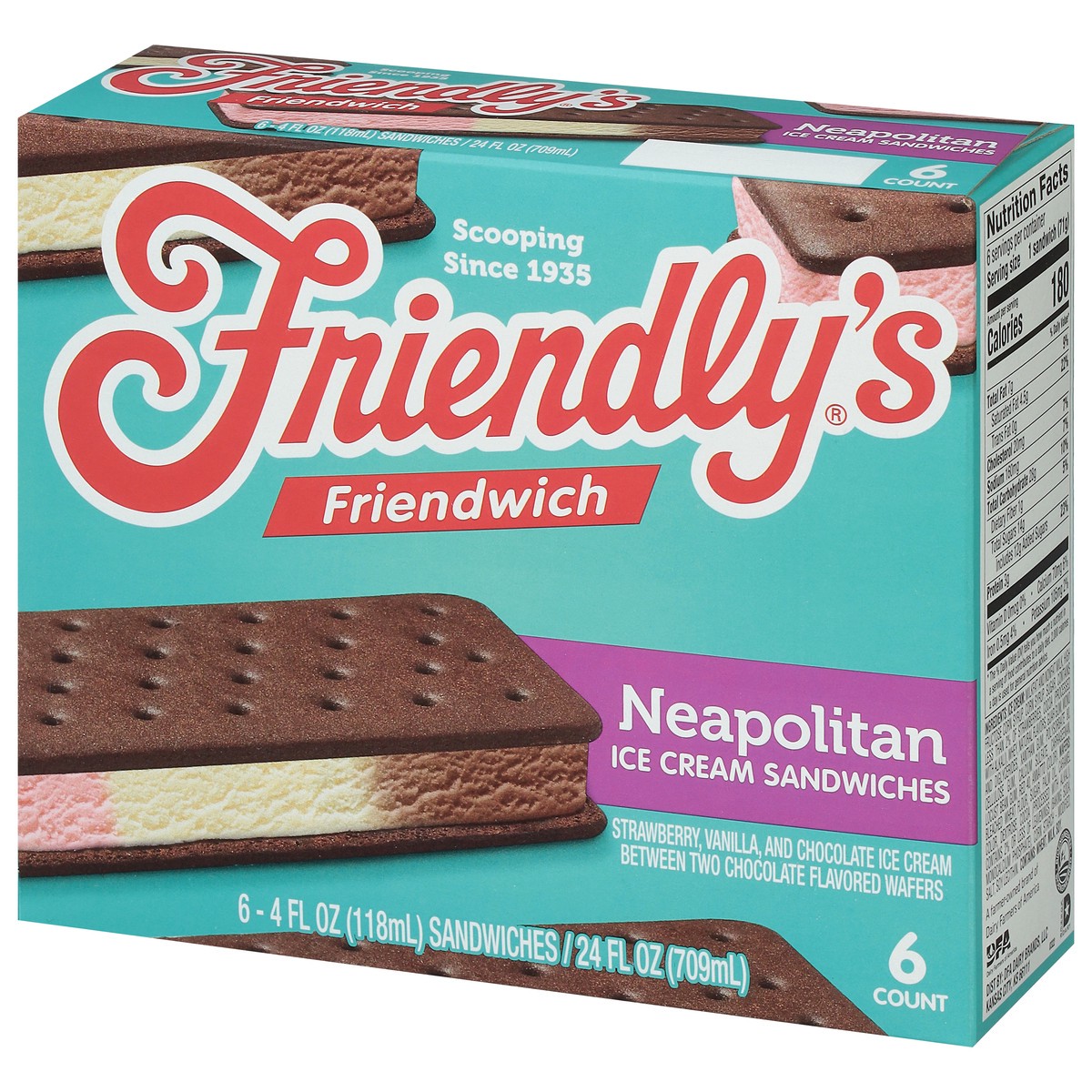 slide 6 of 9, Friendly's Friendwich Neapolitan Ice Cream Sandwiches Sandwiches - 6 ct, 6 ct