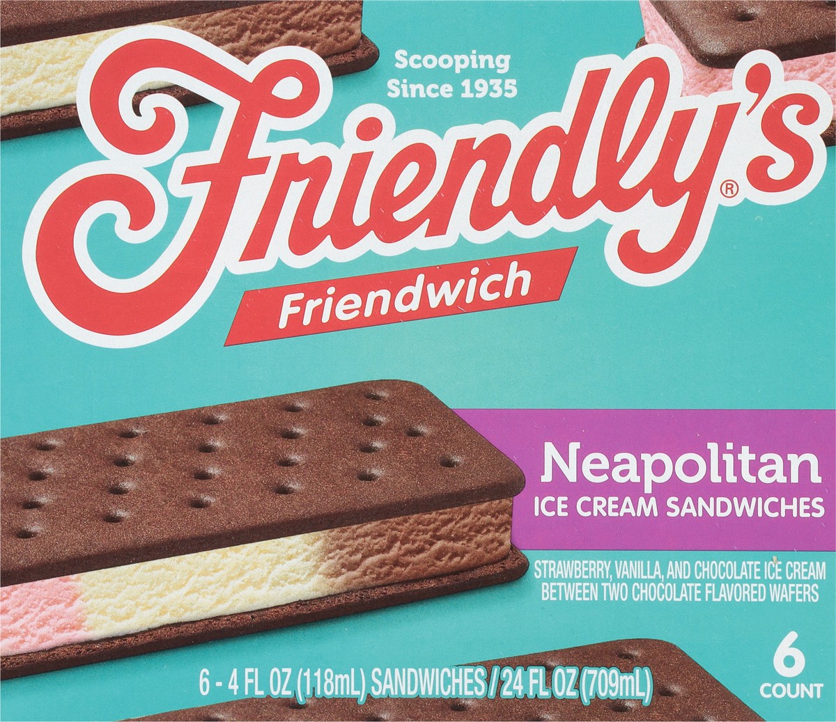 slide 8 of 9, Friendly's Friendwich Neapolitan Ice Cream Sandwiches Sandwiches - 6 ct, 6 ct