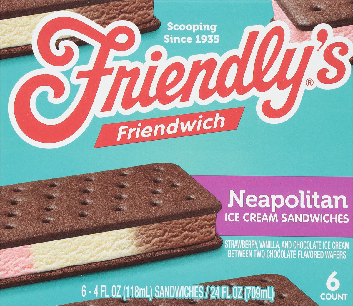 slide 7 of 9, Friendly's Friendwich Neapolitan Ice Cream Sandwiches Sandwiches - 6 ct, 6 ct