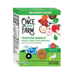 Once Upon a Farm Tractor Wheel Bar Baby Snacks - Apple, Sweet Potato & Spinach - 1.5 oz / 10 ct