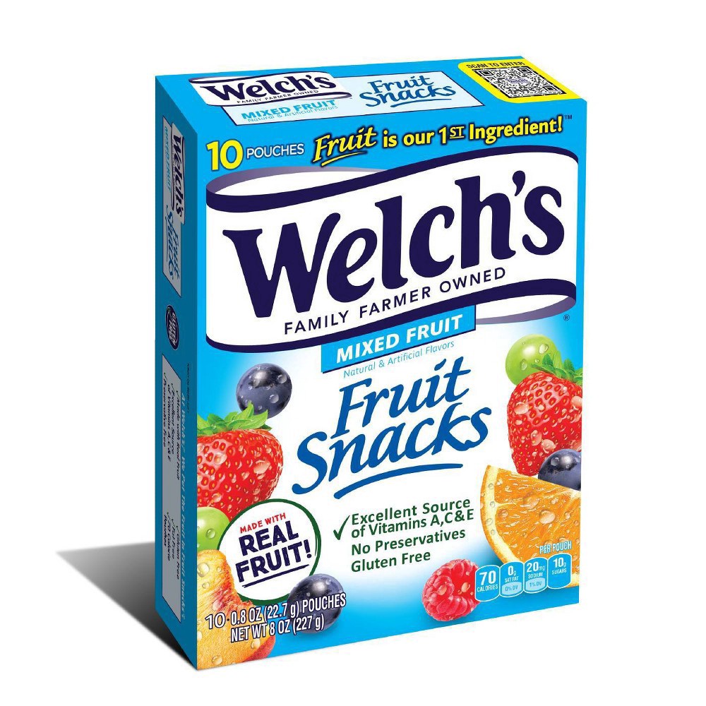 slide 3 of 7, Welch's Mixed Fruit Fruit Snacks 10 - 0.8 oz Pouches, 10 ct