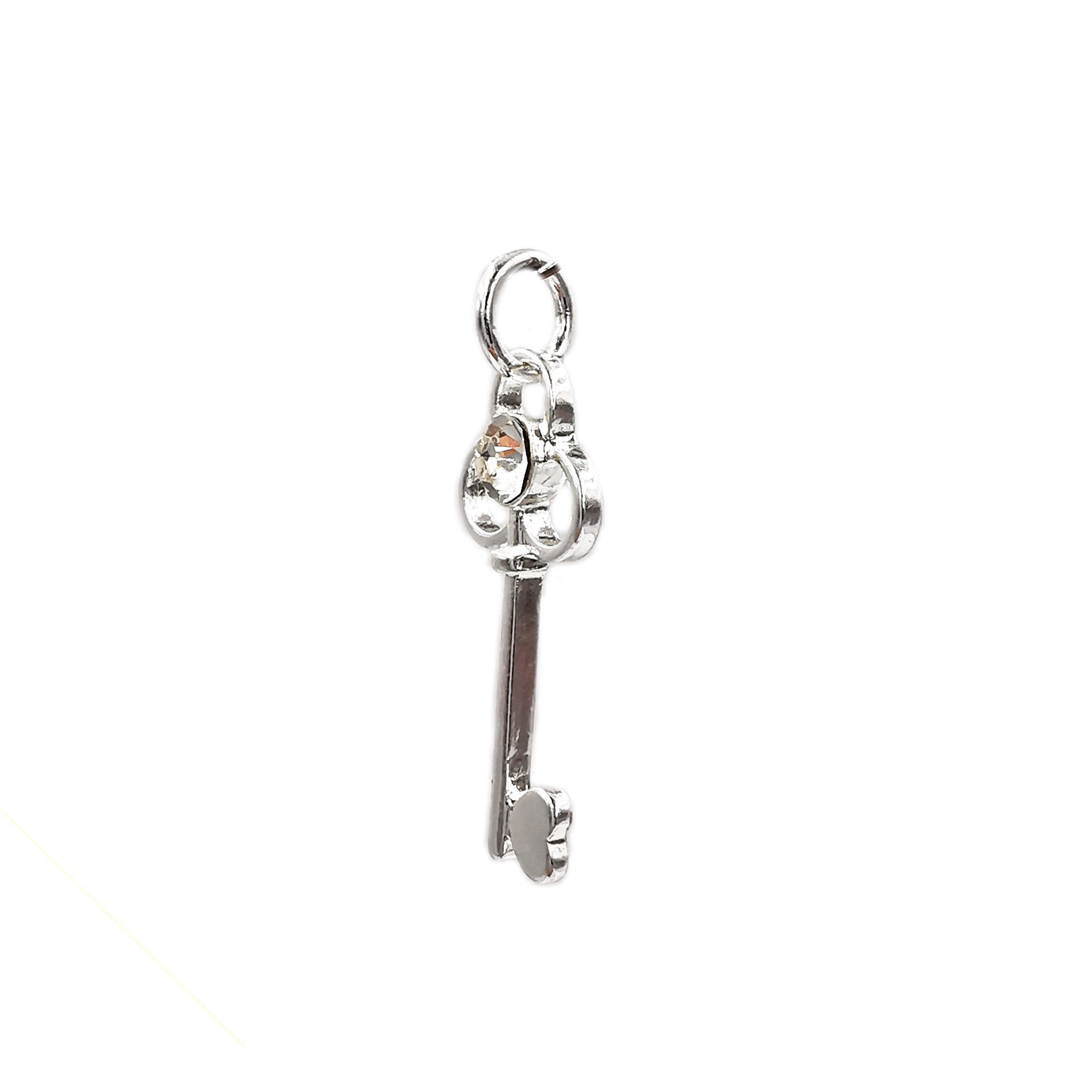 slide 2 of 4, Charmalong Silver Plated Crystal Key Charm By Bead Landing, 0.9 in x 0.4 in x 0.16 in