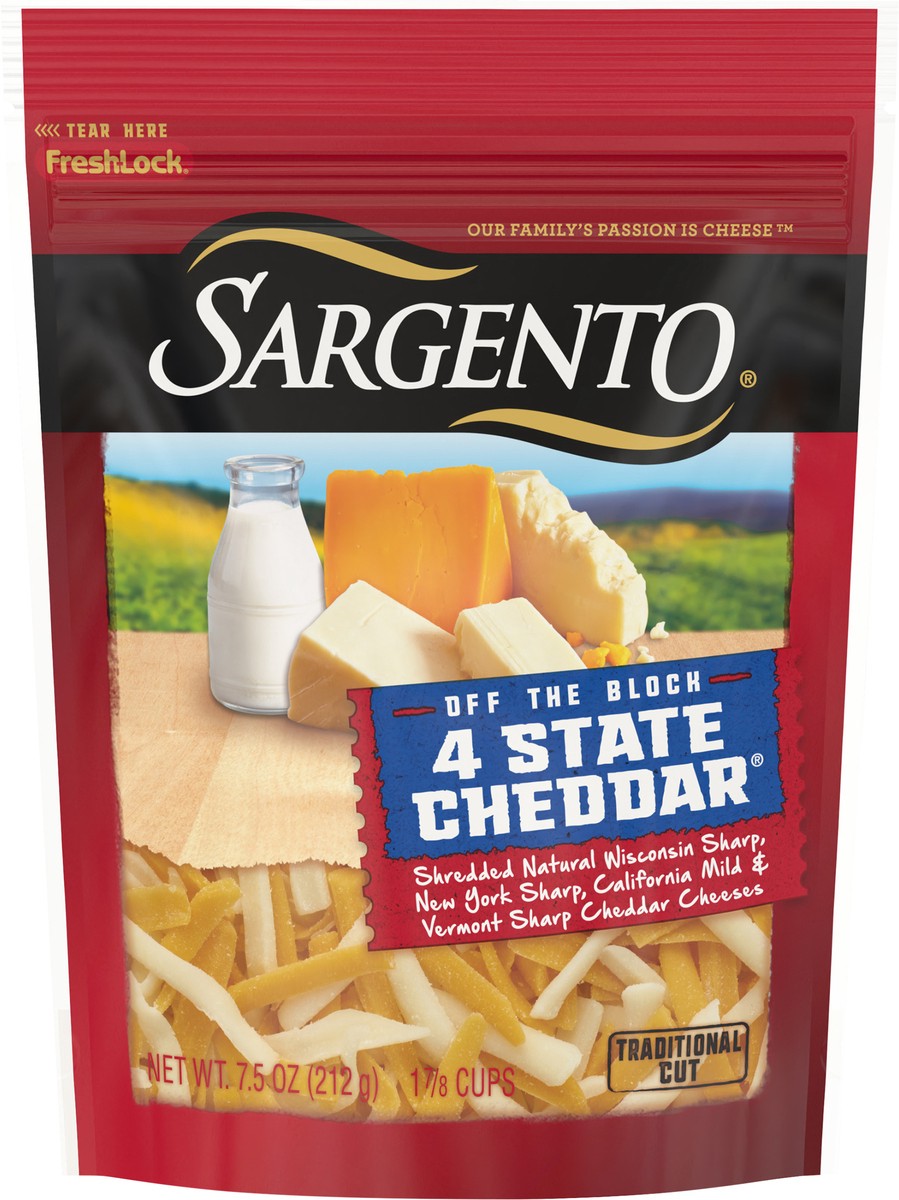 slide 7 of 8, Sargento Shredded 4 State Cheddar Natural Cheese, 7.5 oz., 7.5 oz