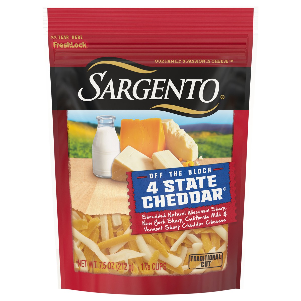 slide 1 of 8, Sargento Shredded 4 State Cheddar Natural Cheese, 7.5 oz., 7.5 oz