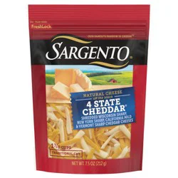 Sargento Shredded 4 State Cheddar Natural Cheese, 7.5 oz.