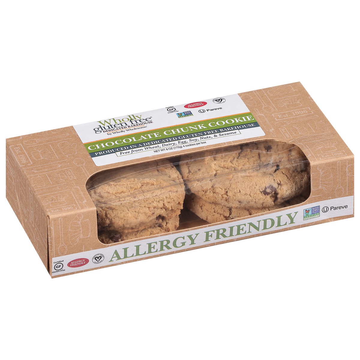 slide 2 of 13, Wholly Gluten Free Gluten Free Chocolate Chunk Cookies 4 ea, 4 ct