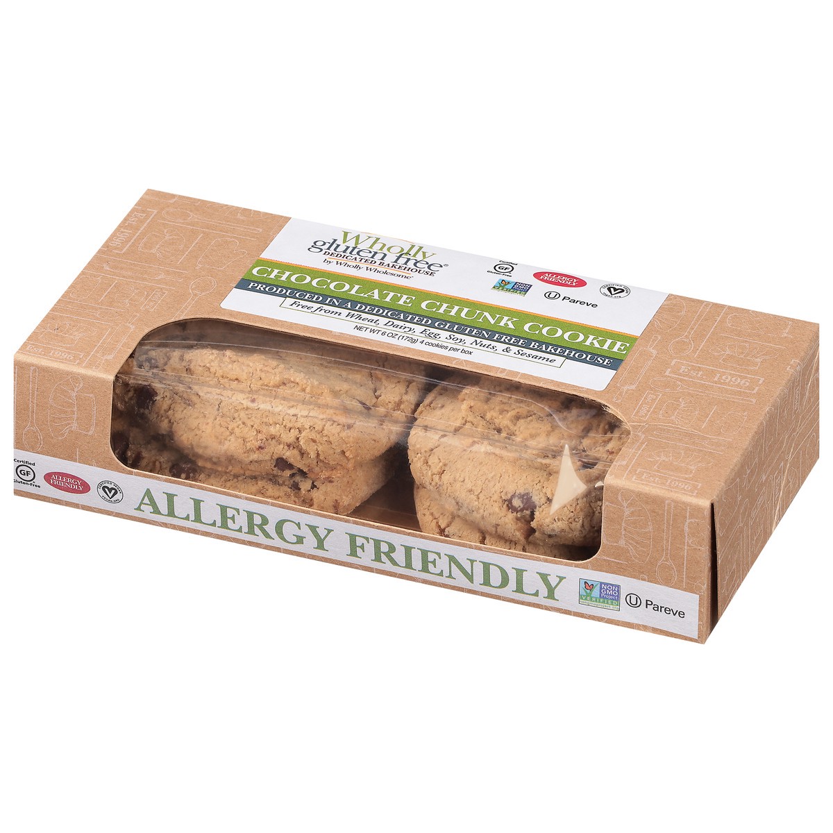 slide 5 of 13, Wholly Gluten Free Gluten Free Chocolate Chunk Cookies 4 ea, 4 ct