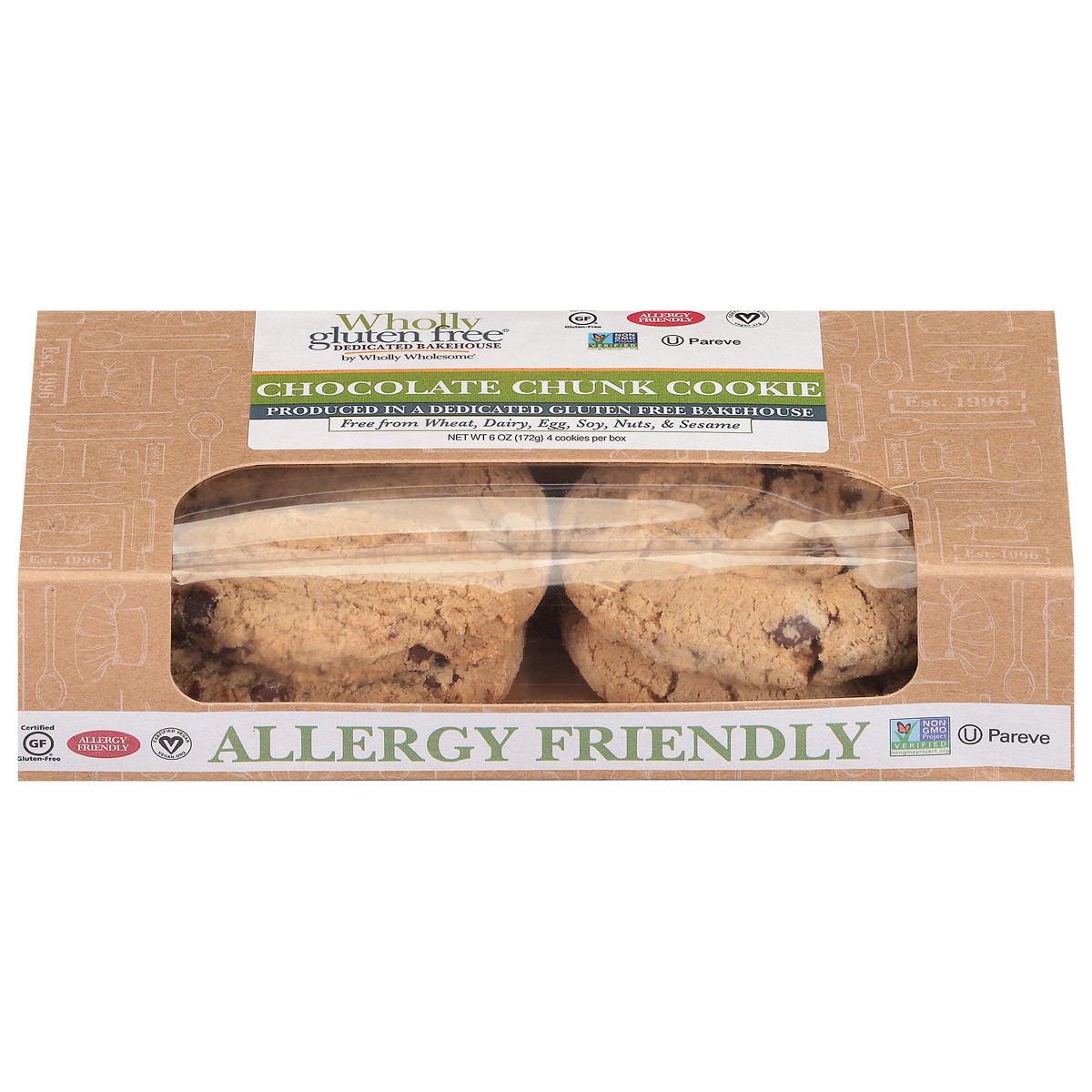 slide 6 of 13, Wholly Gluten Free Gluten Free Chocolate Chunk Cookies 4 ea, 4 ct